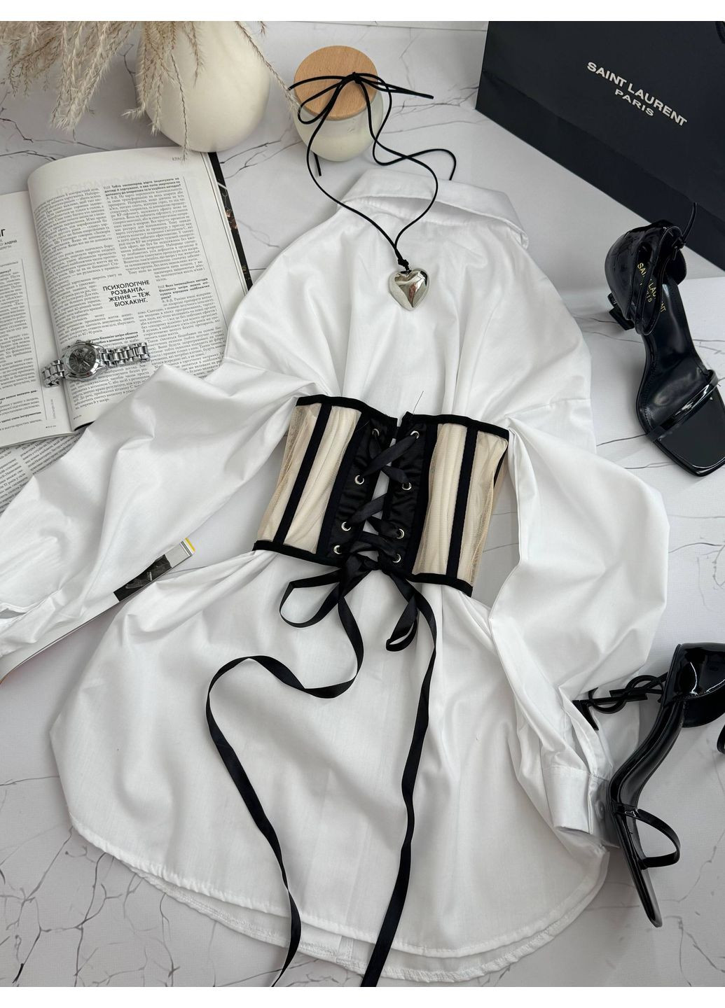 Сетчатый трендовый корсет на шнуровке Vakko (361623664)