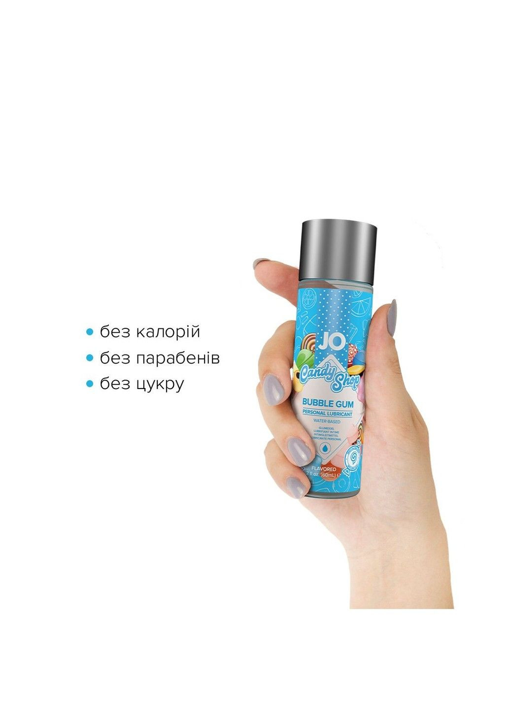 Лубрикант на водной основе H2O Candy Shop - Bubblegum (60 мл) со вкусом жвачки, без сахара и парабенов Jo (330643964)