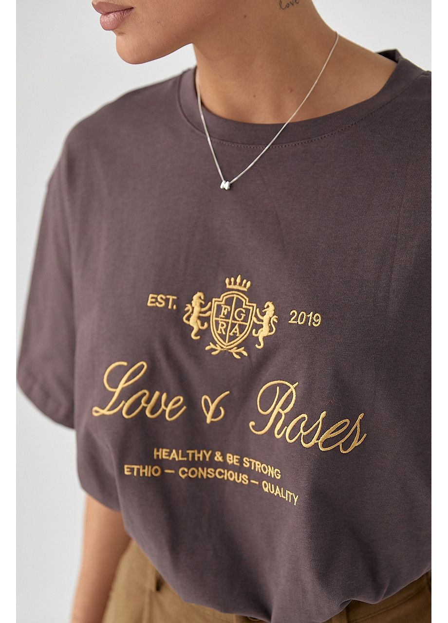 Футболка вільного фасону з вишитими написами Lurex - (371334061)