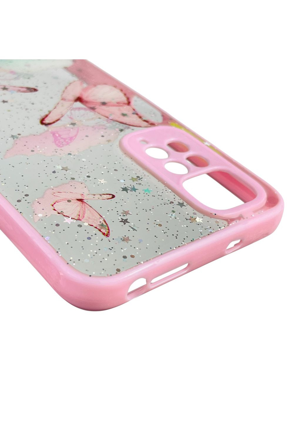 Чохол для Redmi Note 11S з блискітками з метеликами на сяомі редмі нот 11с рожевий Xiaomi (366388633)