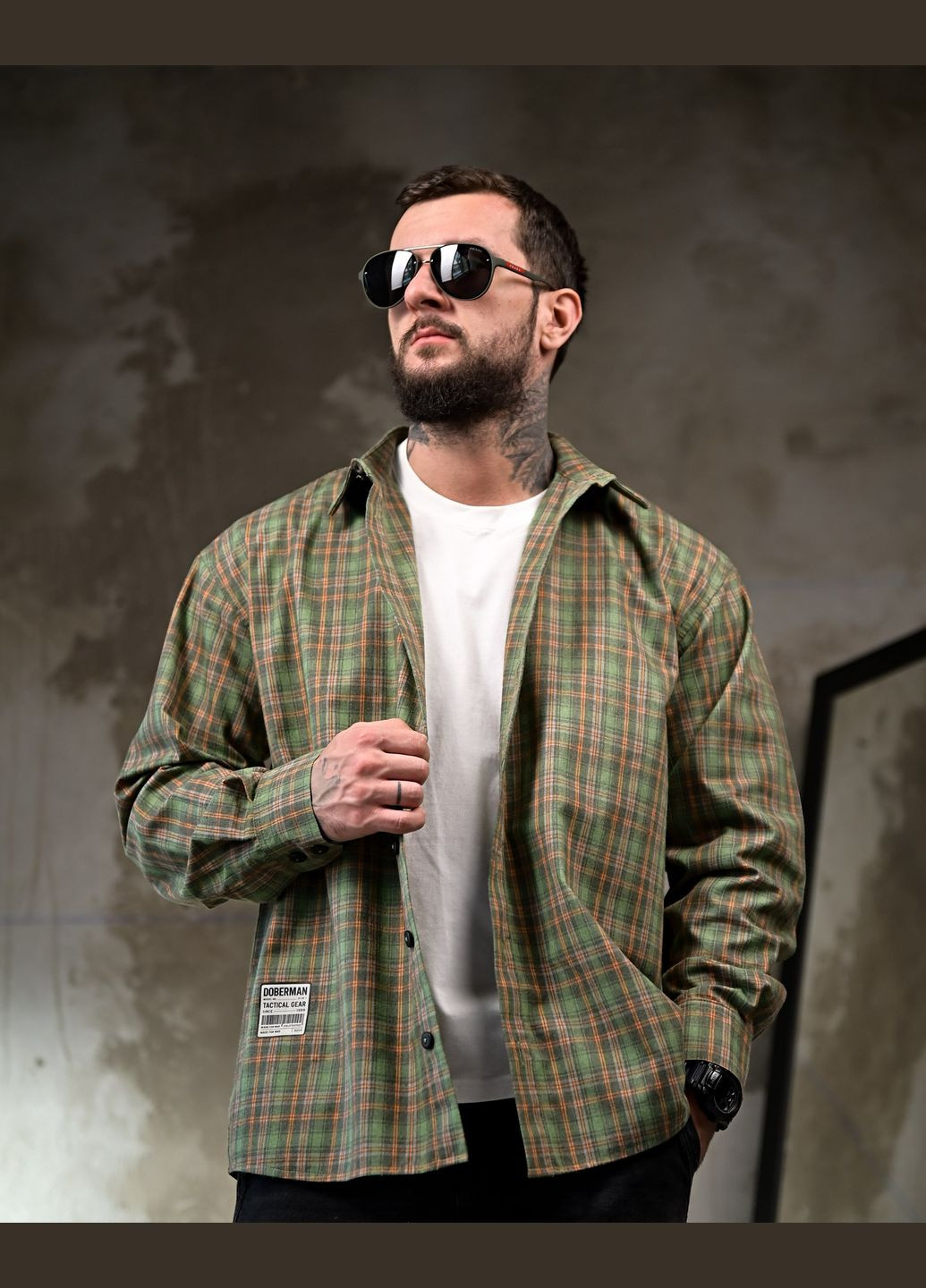 Зеленая карнавальный, коктейльный, повседневный, вечерний, классическая, домашний, пляжный, кэжуал рубашка в клетку No Brand