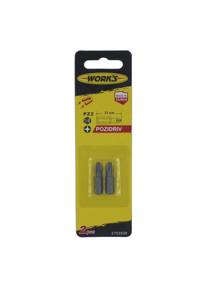 Набор бит PZ2x25мм, 2шт (87870) Work's (335064278)