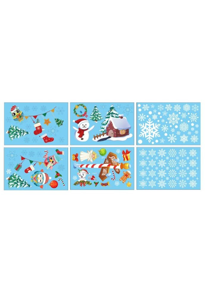 Набор новогодних наклеек на окно Happy New Year 6 9130 20х30 см 6 листов No Brand (335585652)