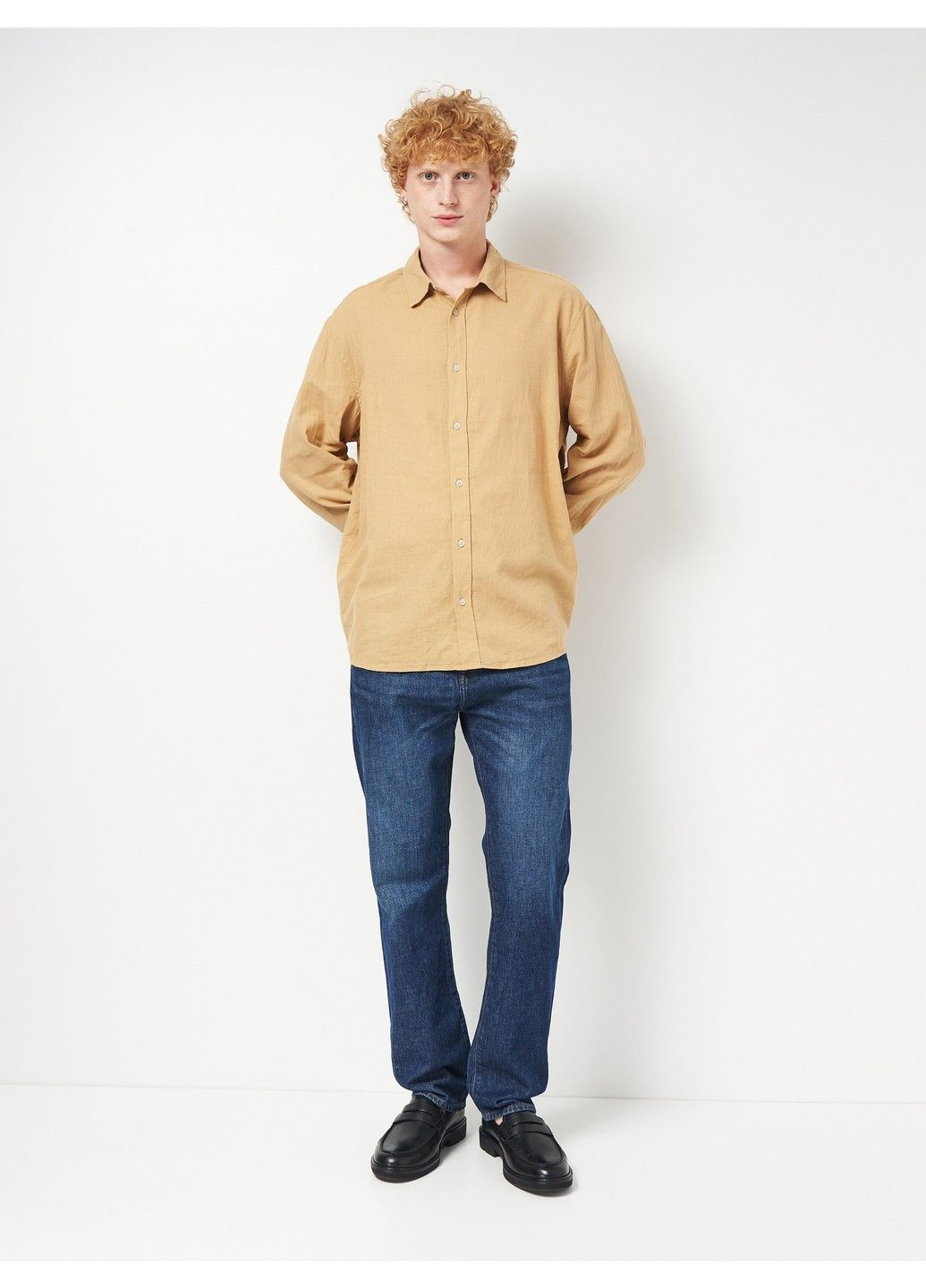 Темно-бежевая кэжуал рубашка однотонная H&M