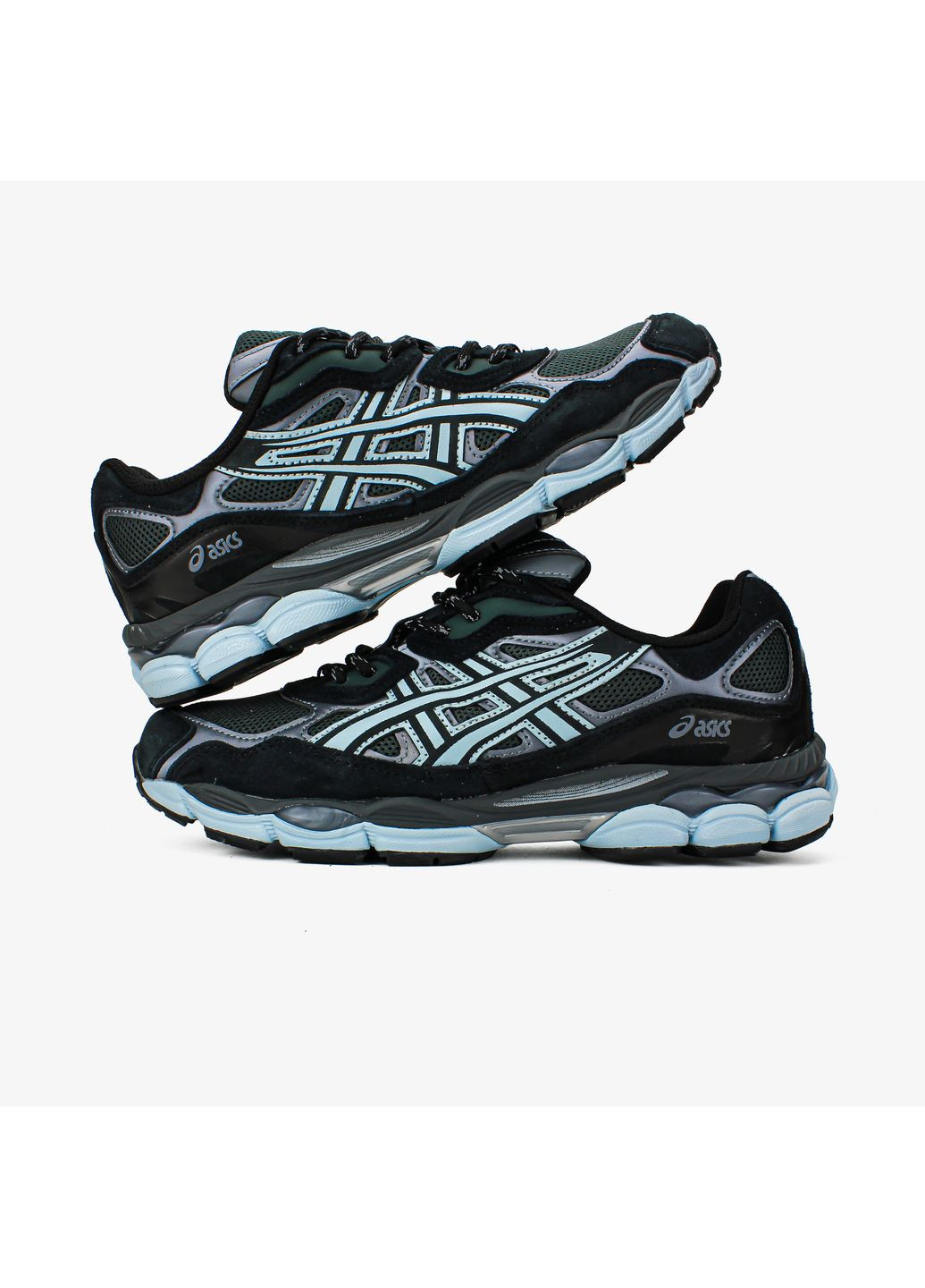 Чорні Осінні кросівки чоловічі і жіночі asics gel-nyc black blue | асікс гель нюк чорні No Brand