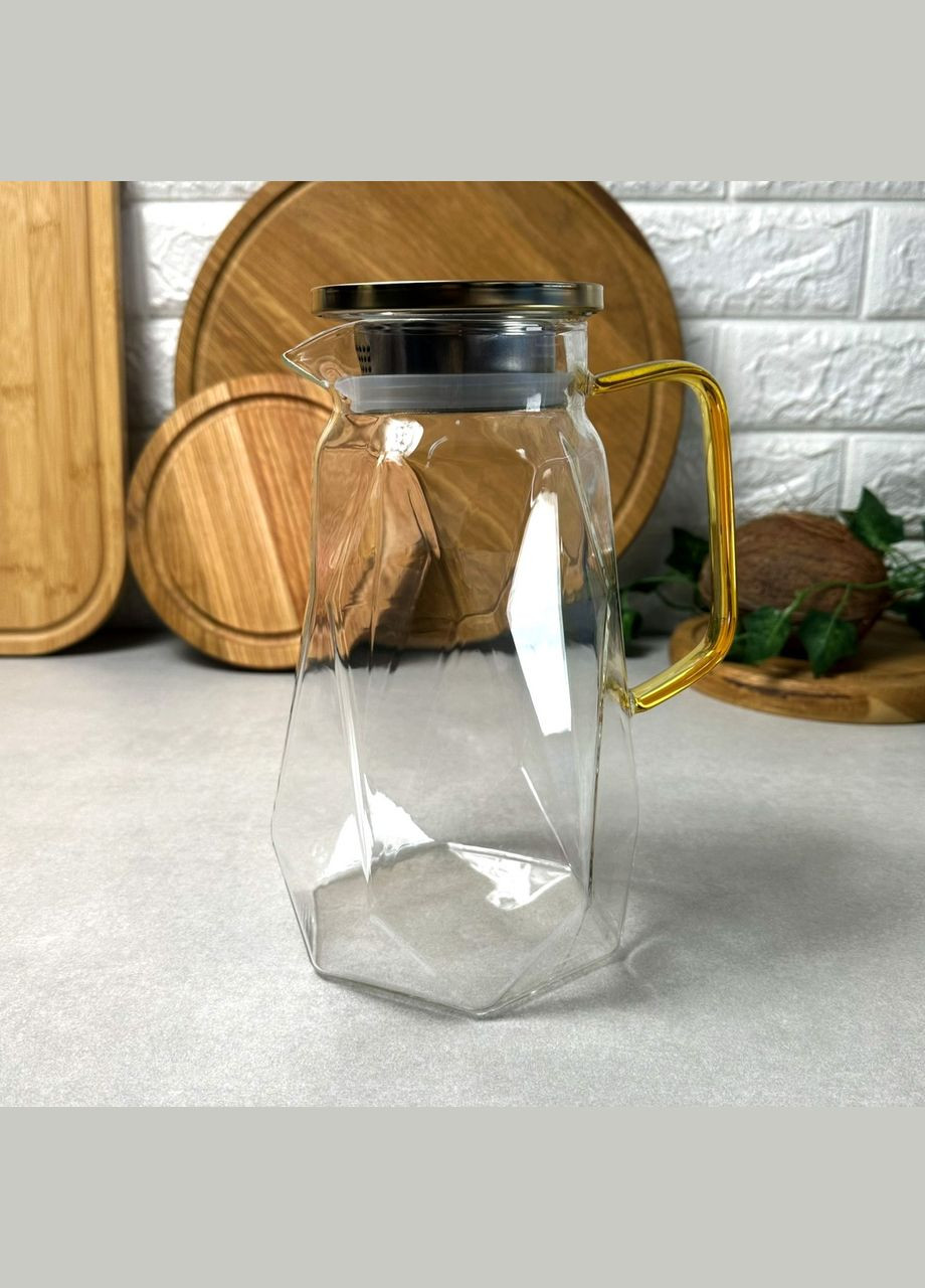 Скляний глечик 1.8 л із золотистою кришкою Zambiri No Brand (303211349)