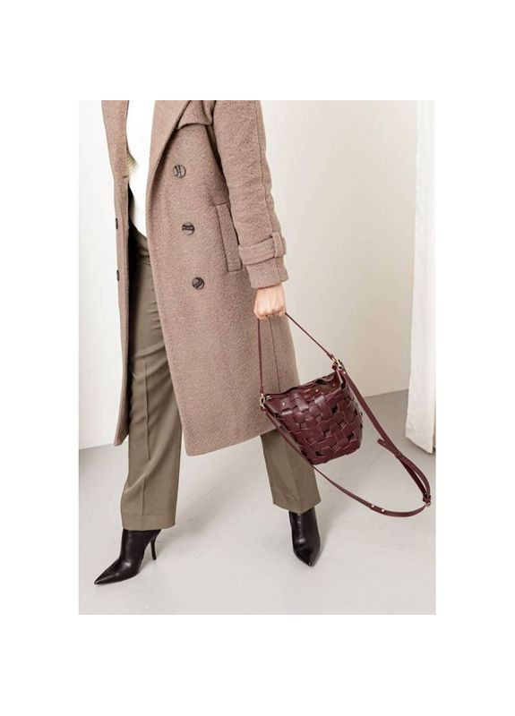 Кожаная плетеная сумка женская через плечо Пазл M бордовая Krast BlankNote (302008177)