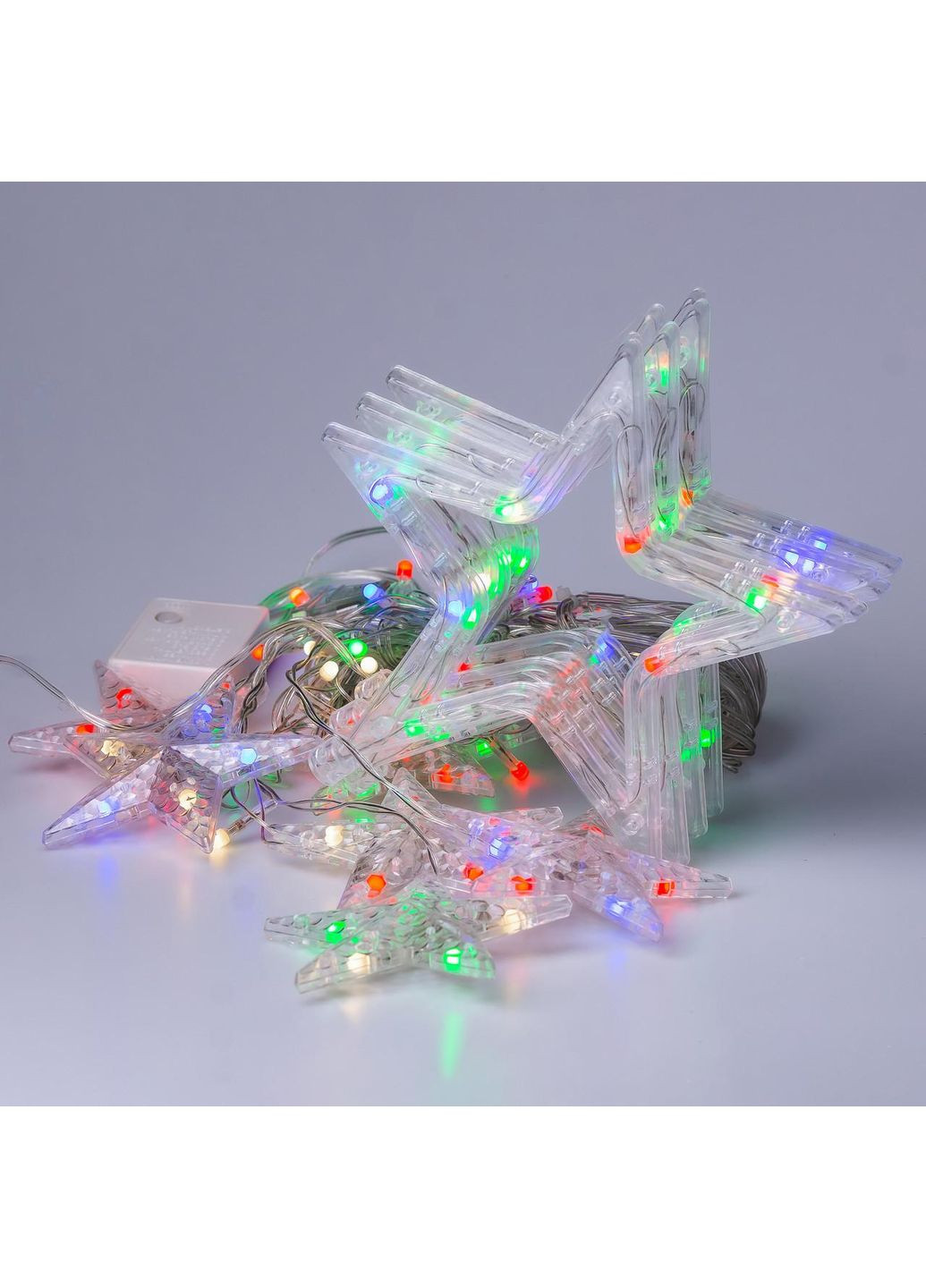 Гірлянда штора 3х0,7 м Зірки на 108 LED лампочок світлодіодна 6 великих та 6 маленьких зірок 9В 8 режимів 1733053ML Garlando (370373309)