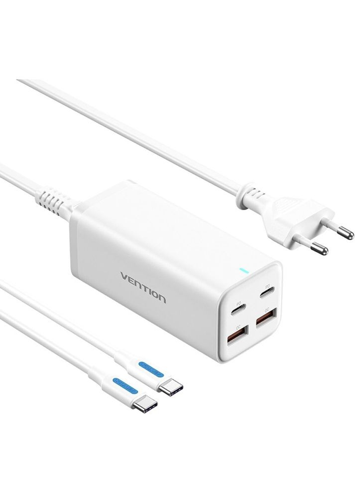 Зарядний пристрій 4xUSB 100W (2xUSB-C+2xUSB-A) PD3.0/QC 3.0/GaN White Vention (322336803)