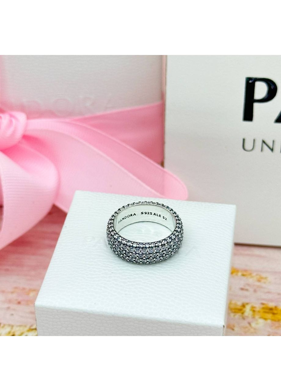 Срібна каблучка Пандора "Три ряди паве" Kabluchka (355345921)