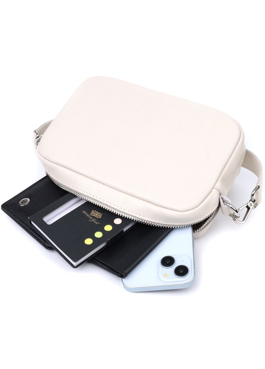 Женская сумка кросс-боди из натуральной кожи с потайным карманом бежевый (sku_22839) No Brand (329853097)