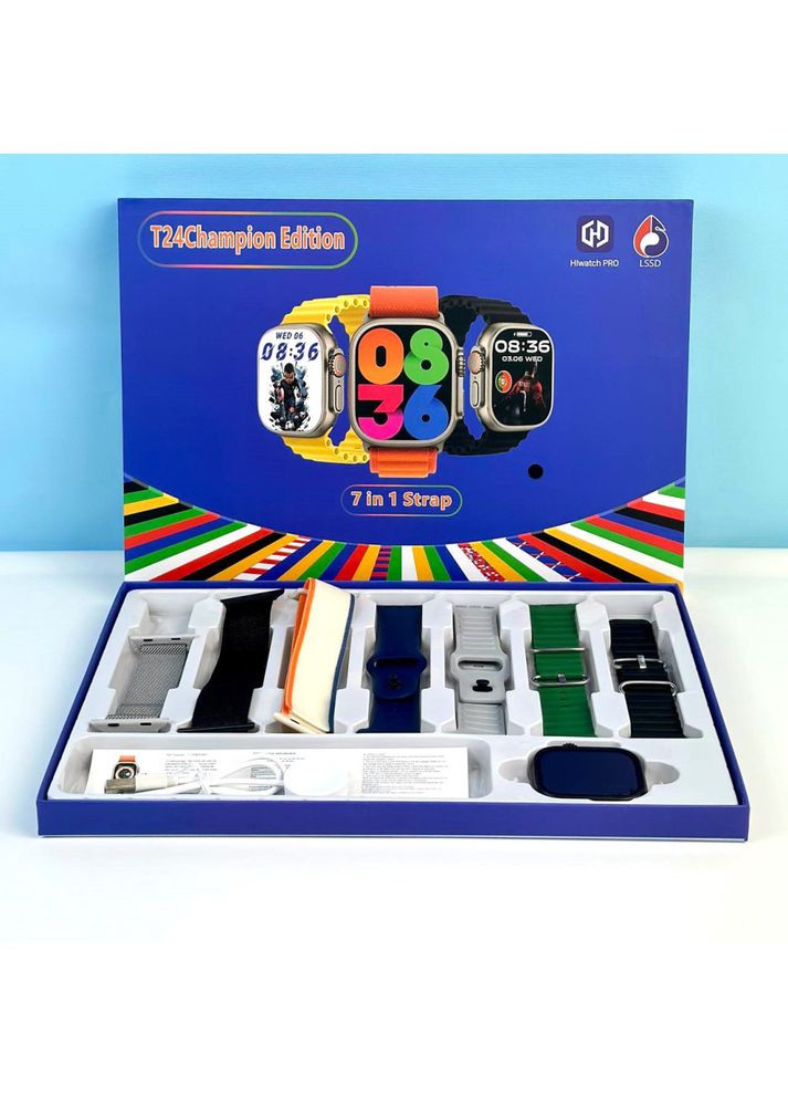 Смарт-годинник Smart Watch T24 Ultra набір з 7-ма ремінцями No Brand (353497738)