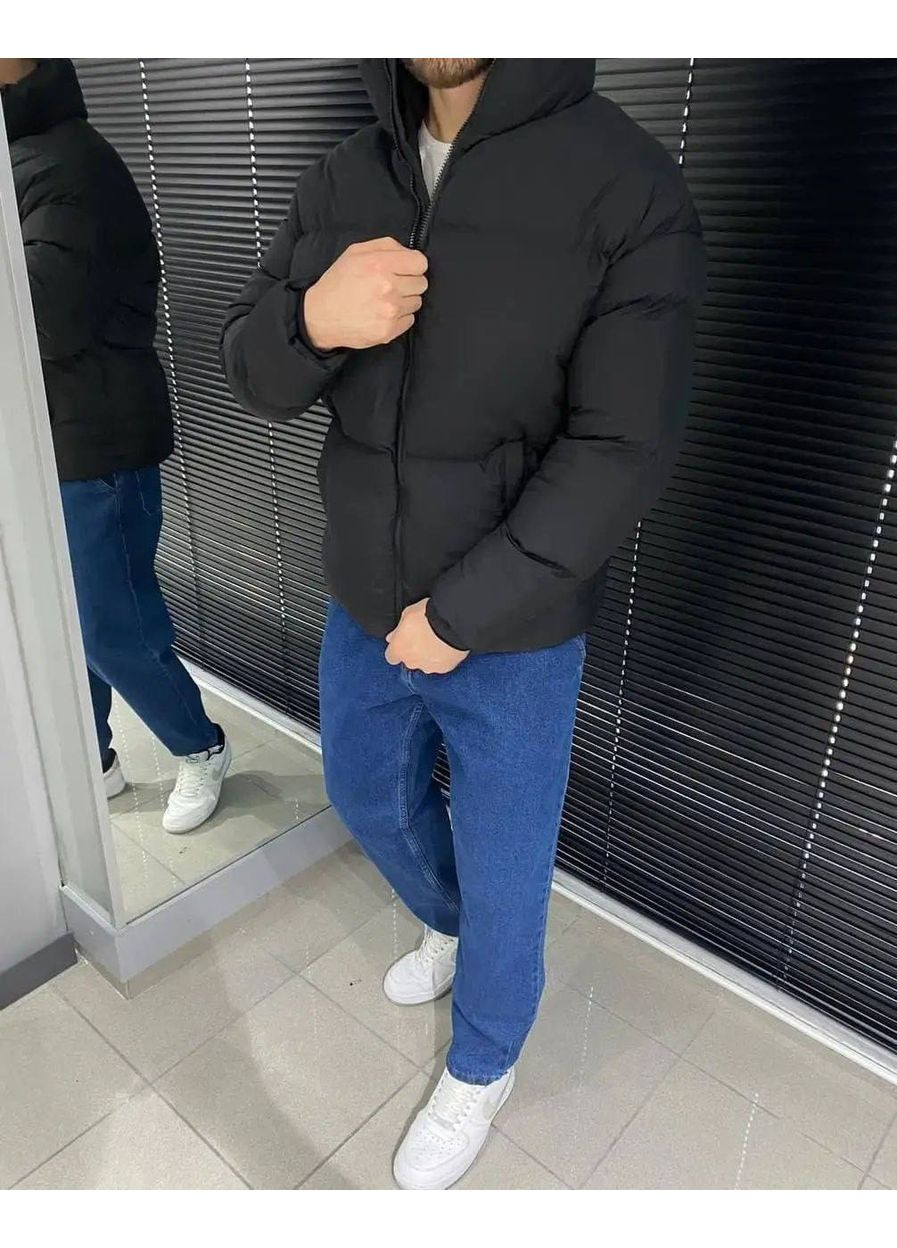 Черная зимняя мужская теплая куртка из матовой плащевки канада на синтепоне 250 Україна