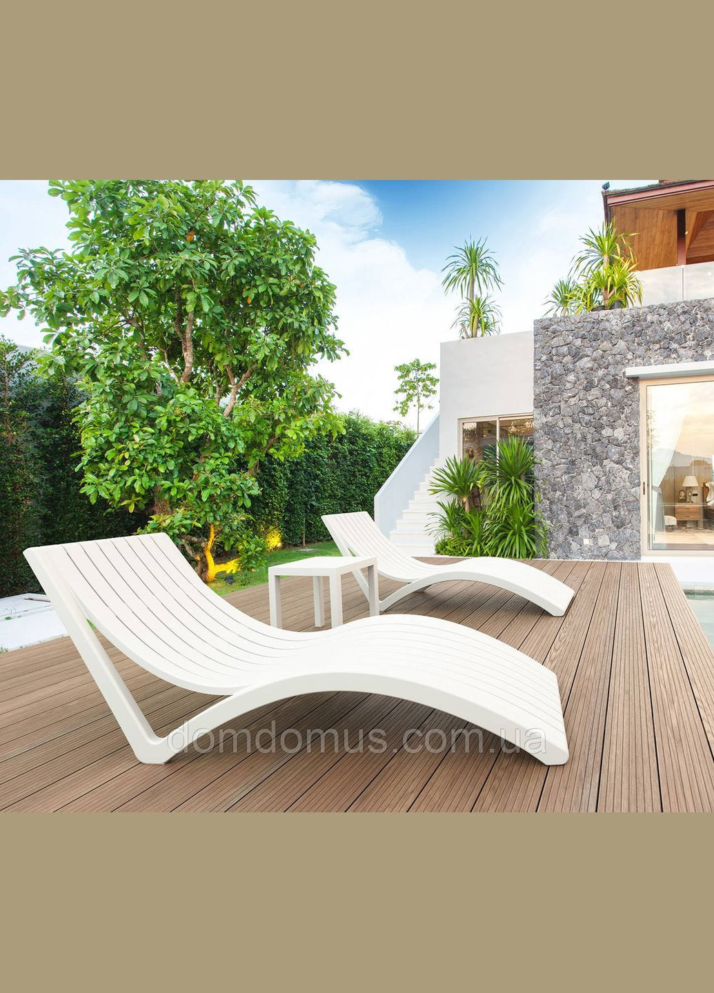 Шезлонг пластиковий Slim от Exclusive, White Siesta (334709158)