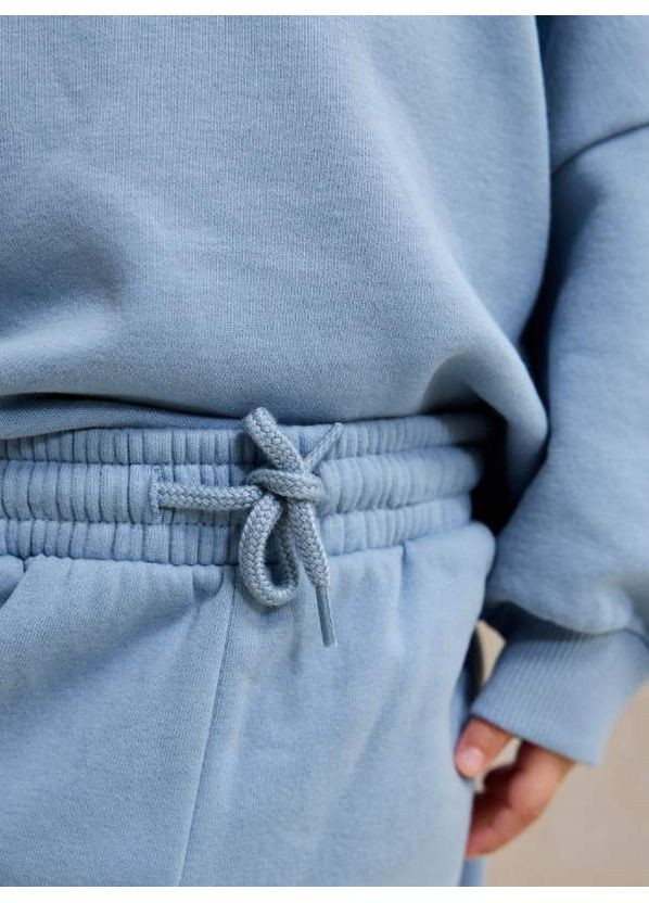 Коричневий демісезонний комплект оверсайз на флісі light blue/smile Next Trend 7074~01