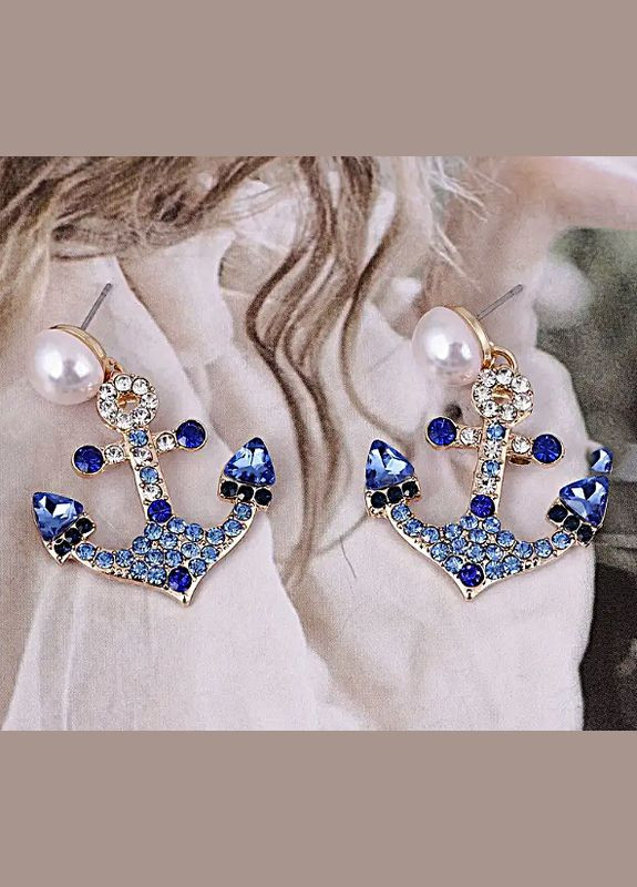 Сережки бижутерия с камнями Якоря No Brand (342116489)