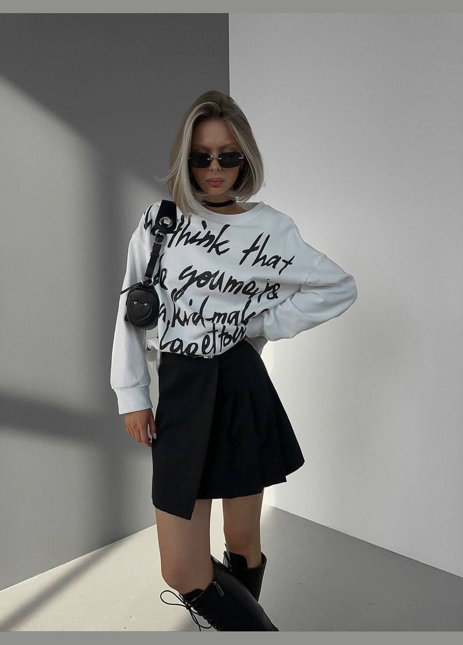 Молочный свитшот женский надпись без декора (302508006)