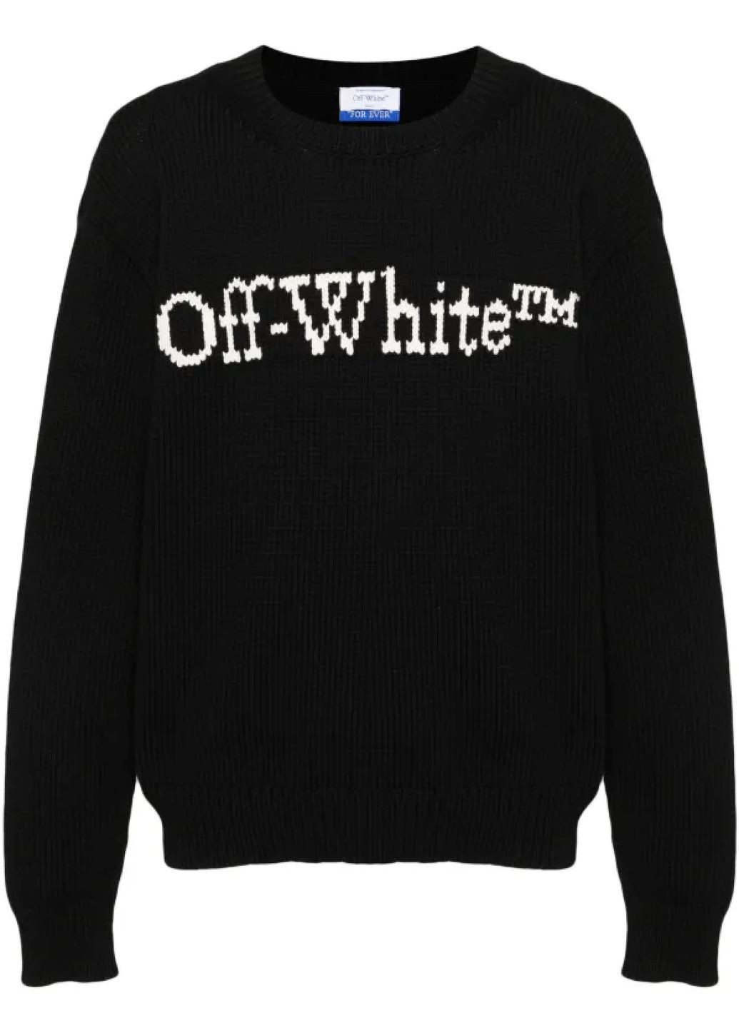 Чорний зимовий чоловічий джемпер з логотипом off-white intarsia-knit logo jumper чорний джемпер No Brand