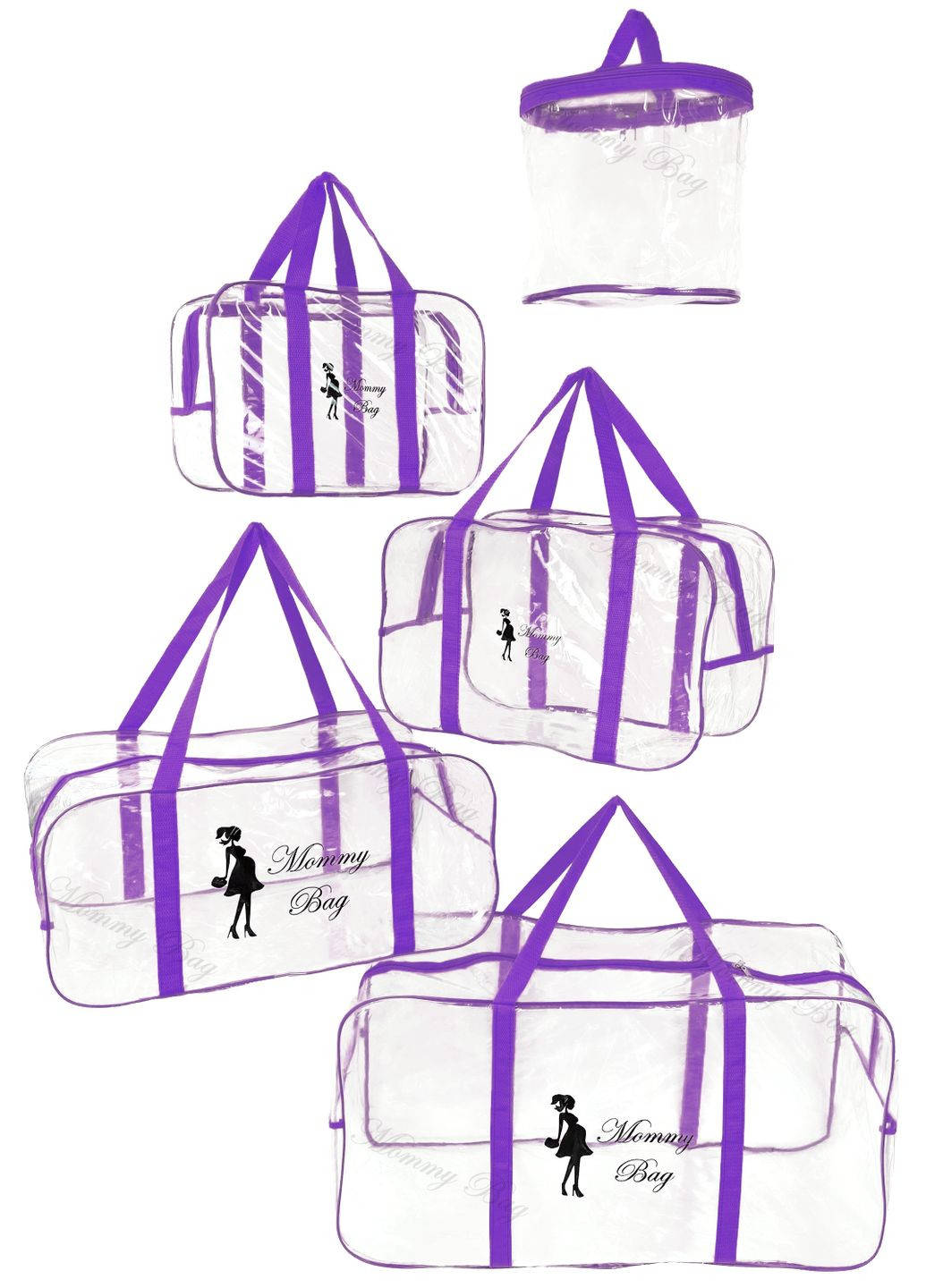 Набор из прозрачных сумок в роддом (S, M, L, XL + органайзер) Mommy Bag (280942030)