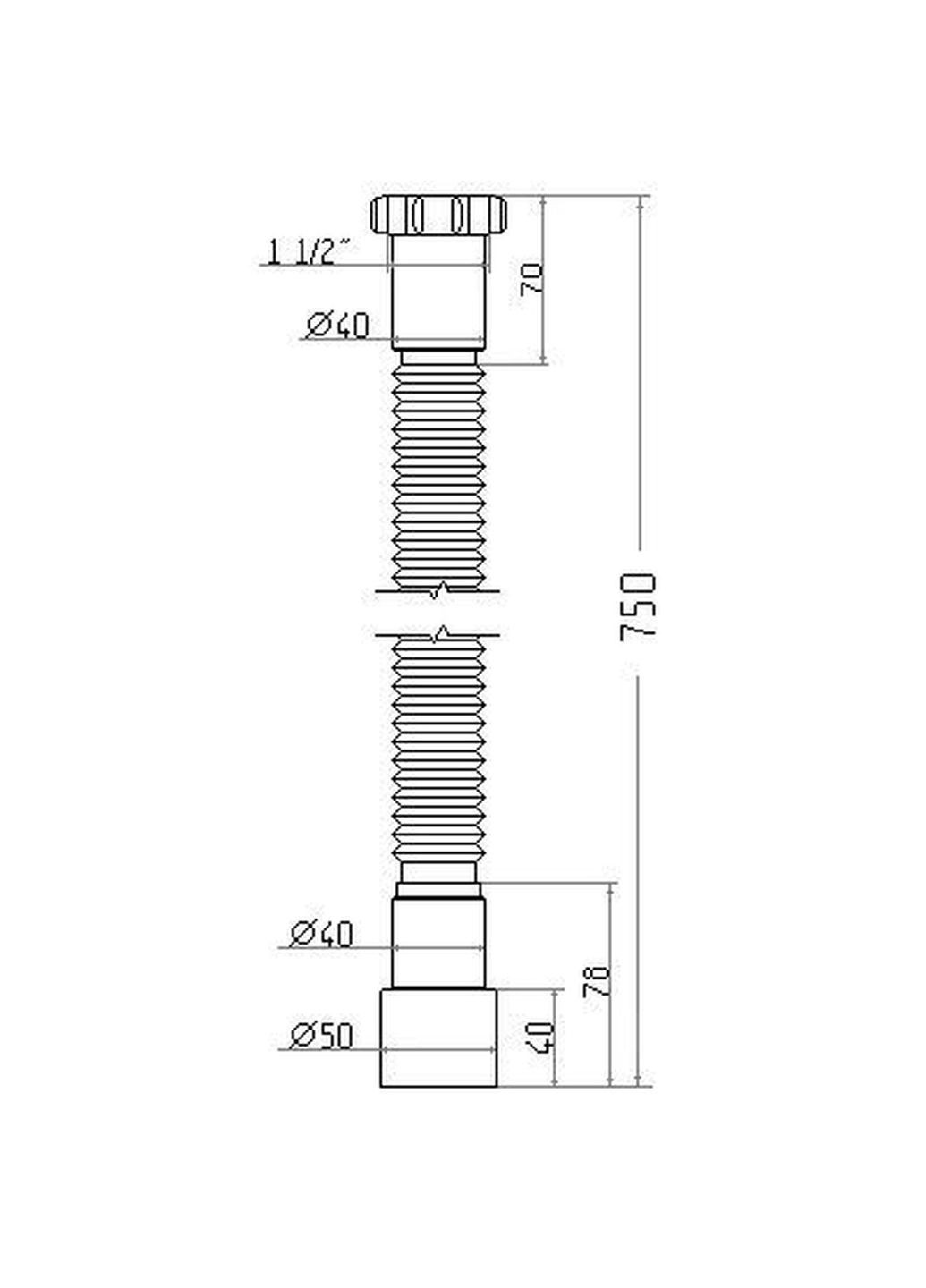 Гнучка труба АС-1013 1 1/2″х40/50 з гайкою, 750мм Waterstal (335040965)