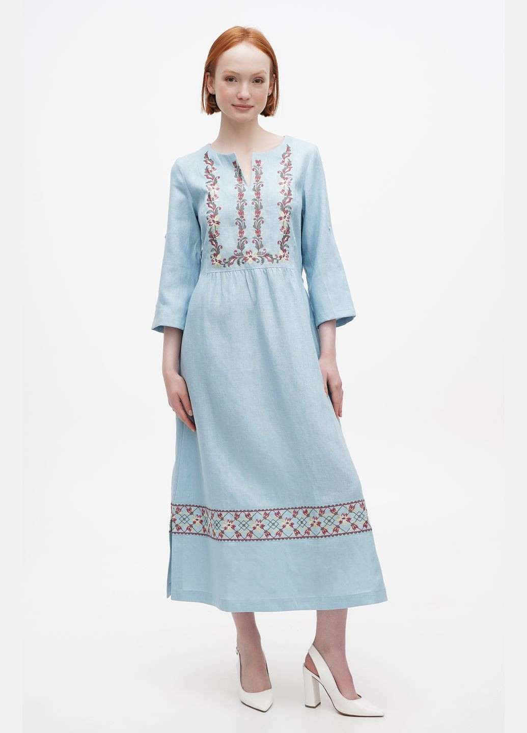 Голубое платье млада, оранжевый, р.48, код 0302/48/200 ГАЛЕРЕЯ ЛЬОНУ