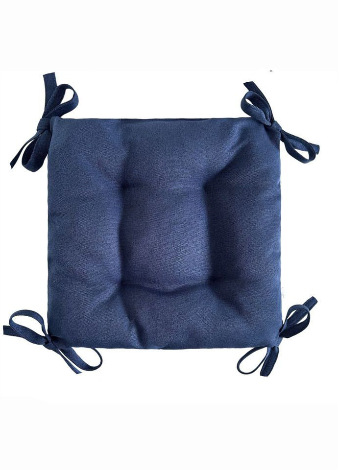 Подушка на стул рогожка 35х35х8 см темно-синий No Brand (324828572)