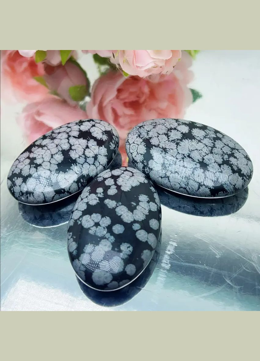 Великий оброблений камінь Снігового Обсидіану 1 шт, розмір 55 мм No Brand (326598621)