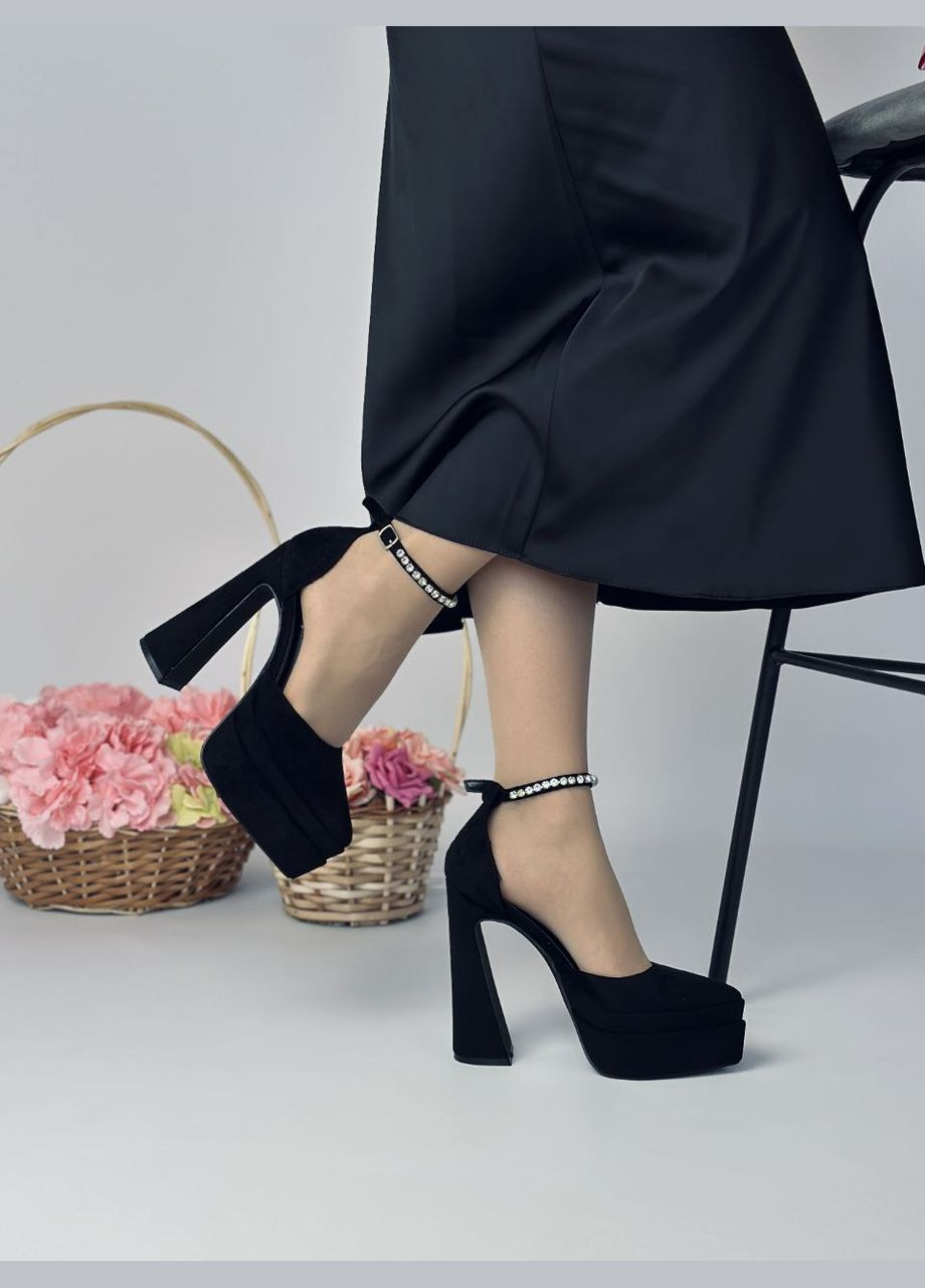 No Brand Ефектні жіночі туфлі чорний з штучна замша, — демісезон (322999158)