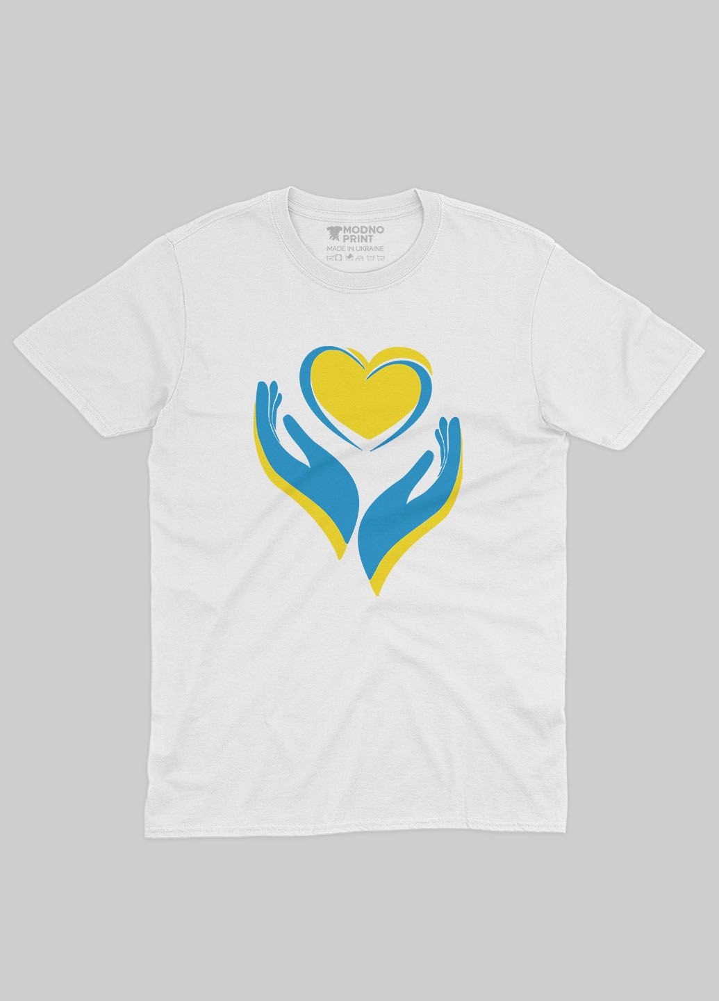 Белая демисезонная футболка для мальчика с патриотическим принтом сердце и лодони (ts001-2-whi-005-1-029) Modno