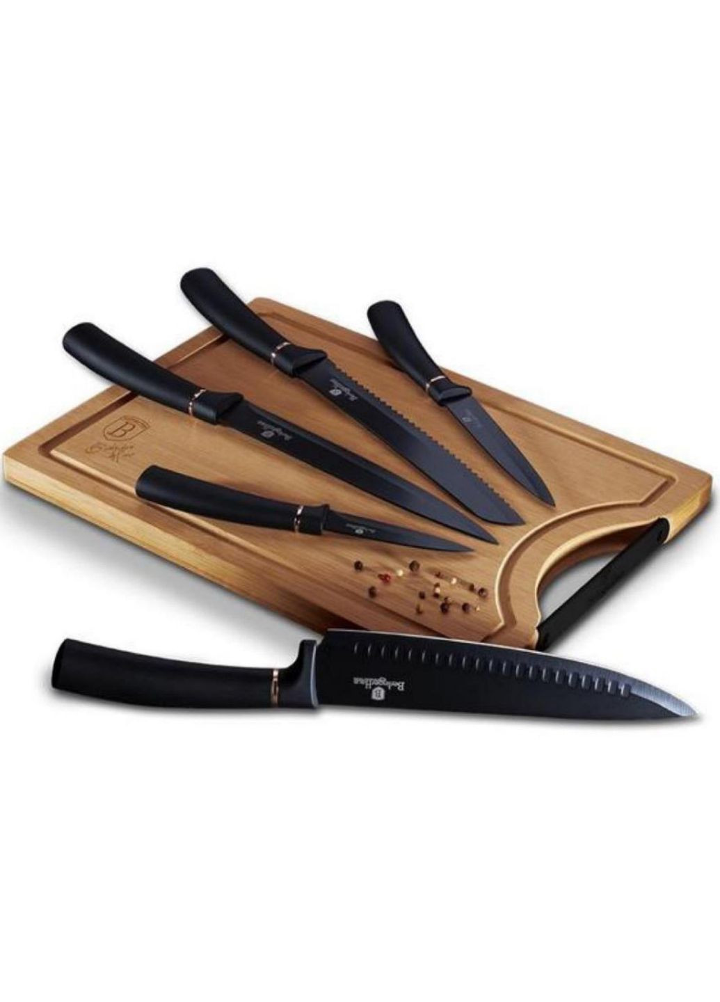 Набор ножей с доской 6 предметов Black Royal Collection BH2549 Berlinger Haus комбинированные,