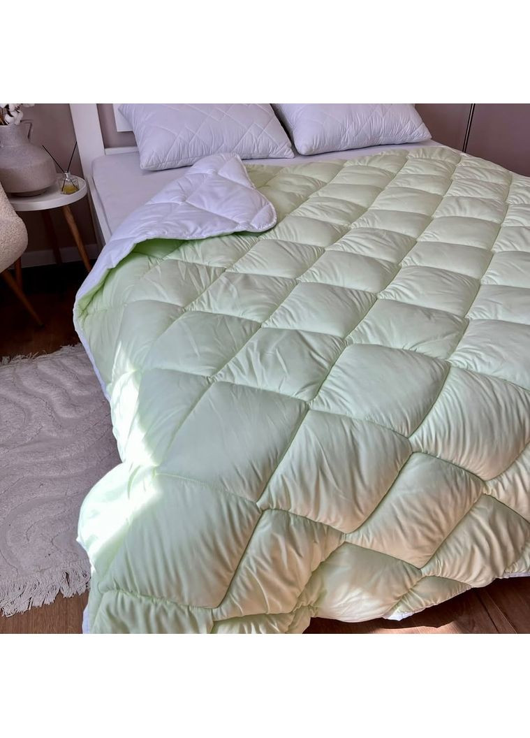 Одеяло евро стеганное зимнее из бамбукового волокна Bamboo 21456 200х215 см салатовое Leri Max (365688994)