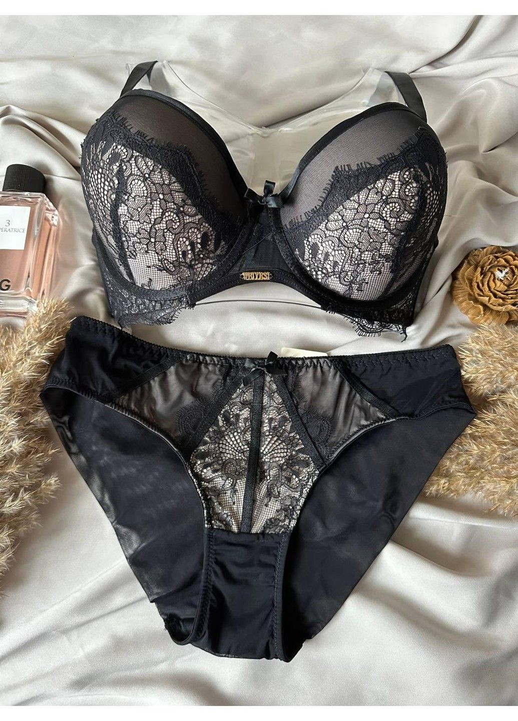 Черный женское нижнее белье бюстгальтер с трусиками слипы 2359 черный Weiyesi
