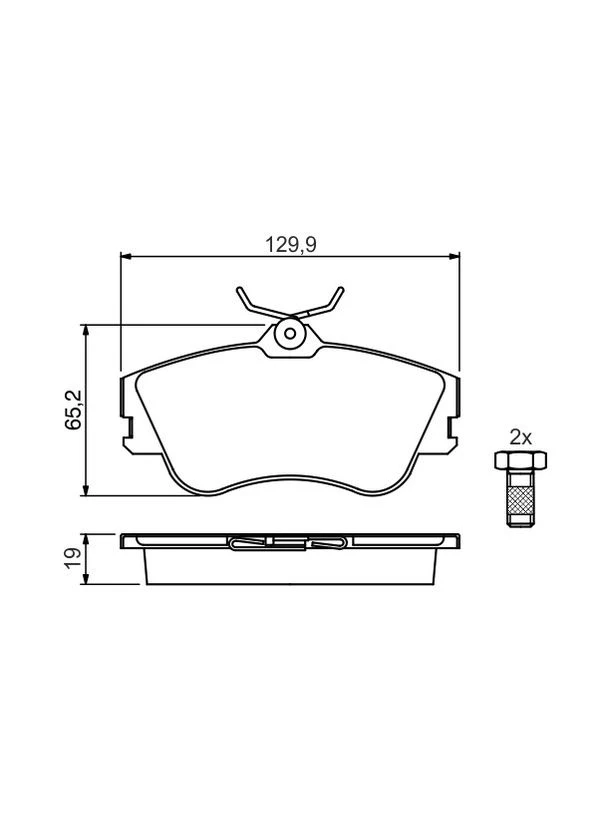 Колодки тормозные дисковые ПЕРЕДН VW TRANSPORTER T4 ФУРГОН (70A, 70H, 7DA, 7DH) 1.9 1990.07-2003.04 BO 0986461 Bosch (354336833)