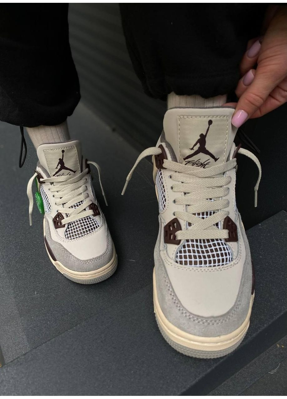 Бежевые демисезонные кроссовки мужские nike air jordan 4 retro maniere найк аир джордан No Brand