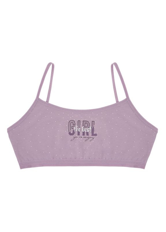 Темно-розовый подростковый топ на тонких бретельках с принтом girl Donella хлопок