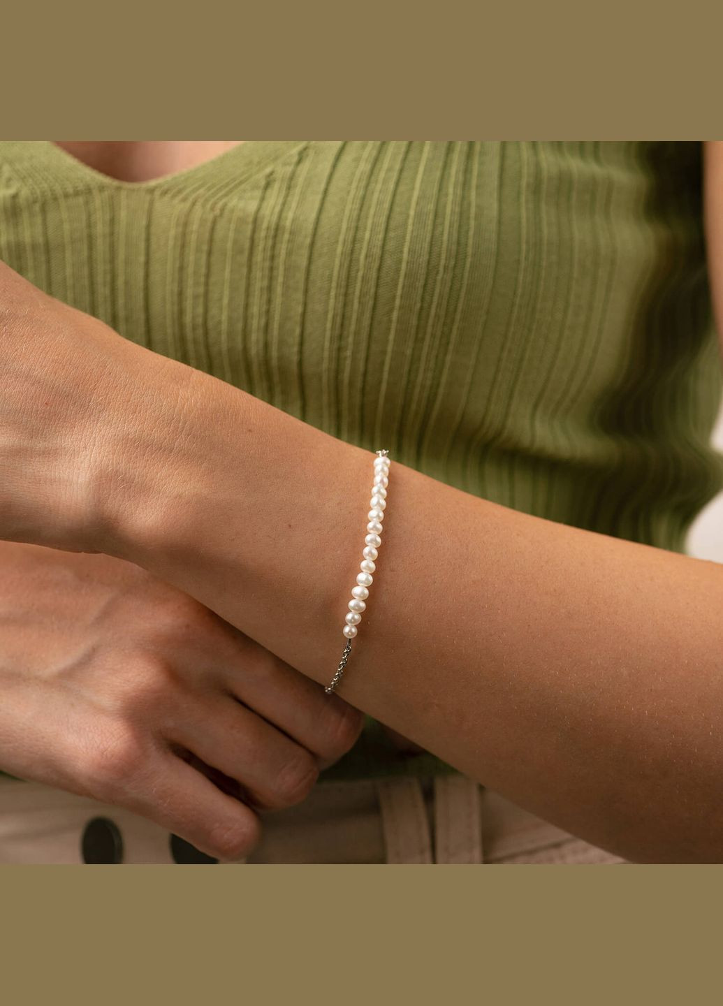 Серебряный браслет с жемчугом 4209р-3PWT 18 18 Oniks (264392786)