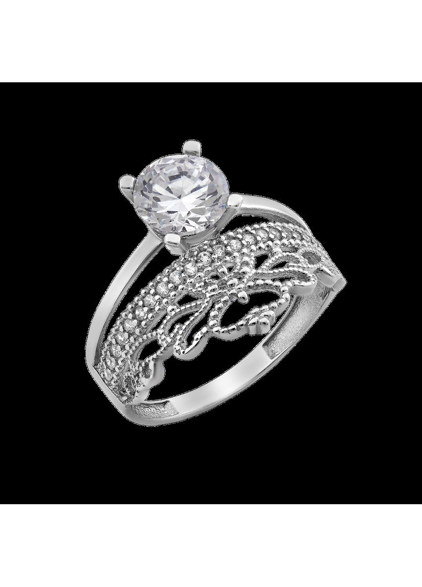 Каблучка срібна подвійна Індіра з фіанітами різного розміру Каштан (342334899)