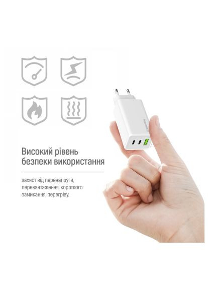 Зарядное устройство C101B GaN Mini 100W PD PPS 2xUSB-C+USB-A white (CW-CHS061PD-WT) Colorway C101B GaN Mini 100W PD PPS 2xUSB-C + USB-A white (369879822)
