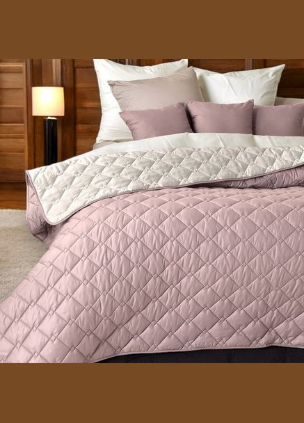 Двустороннее покрывало Cube 180х210 см микрофибра с антиаллергенным волокном, пудра/св.серый (8-32404*005) IDEIA (311226035)