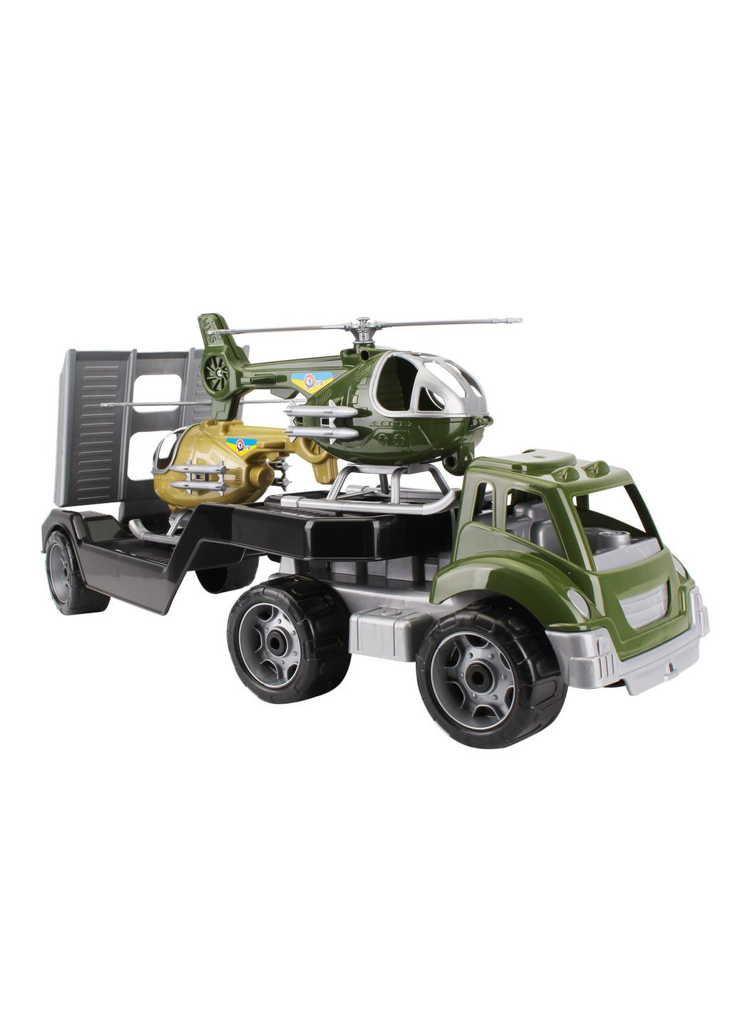 Игровой набор Военный транспорт автовоз и два вертолета в защитных цветах с открывающимися элементами ТехноК (328266002)