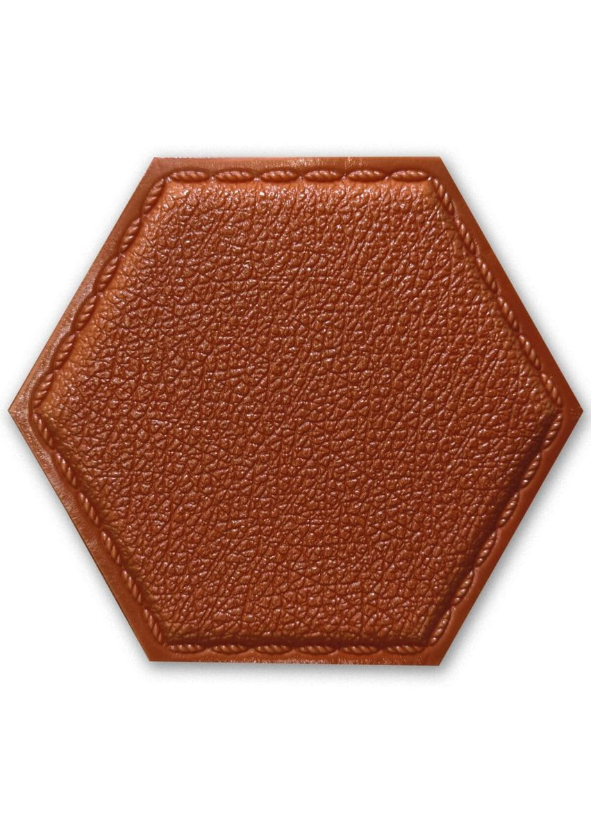 Декоративний шестикутник самоклеючий під шкіру коричневий 200x230мм (1103) SW00000743 Sticker Wall (278314419)