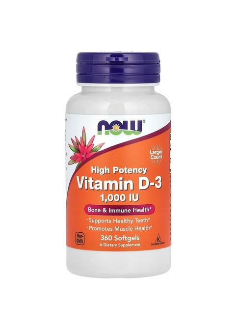 Вітамін Д3 Vitamin D3 1000 IU, 360 капсул Now Foods (356603914)