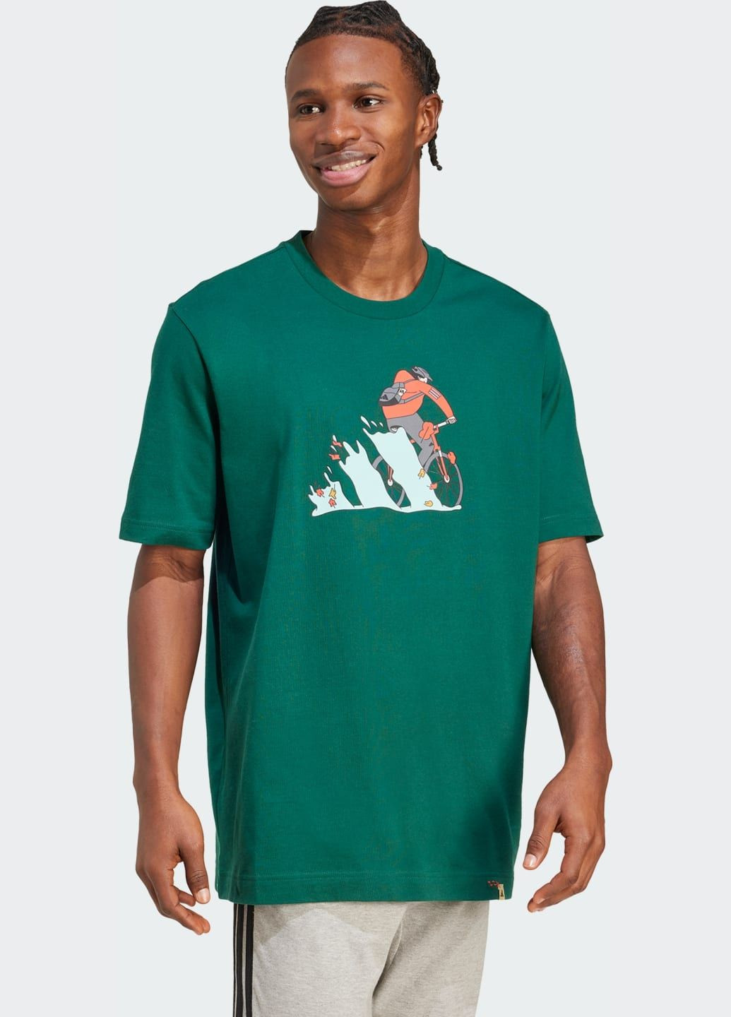 Зелена футболка doodle hunt bike graphic adidas
