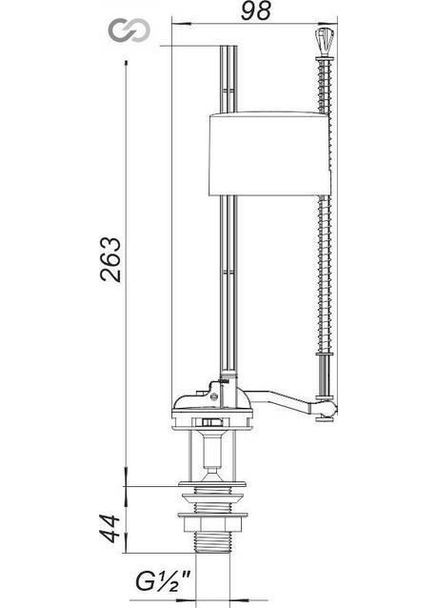 Кульовий кран для бачка унітазу нижній підвід 1/2 кнопка АНН-02 SoloPlast No Brand (370286128)