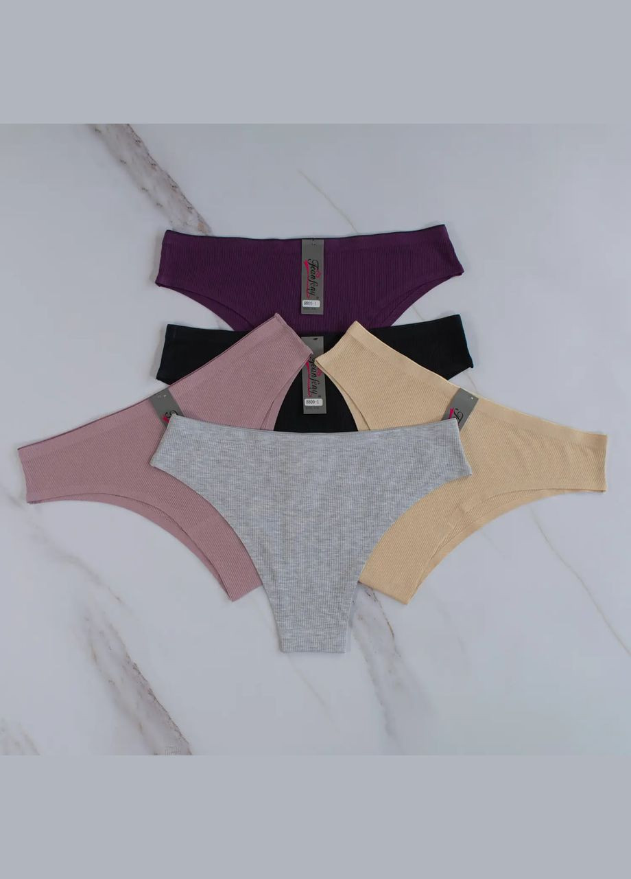 Безшовні трусики-танга з високою посадкою 5 шт No Brand (315517337)