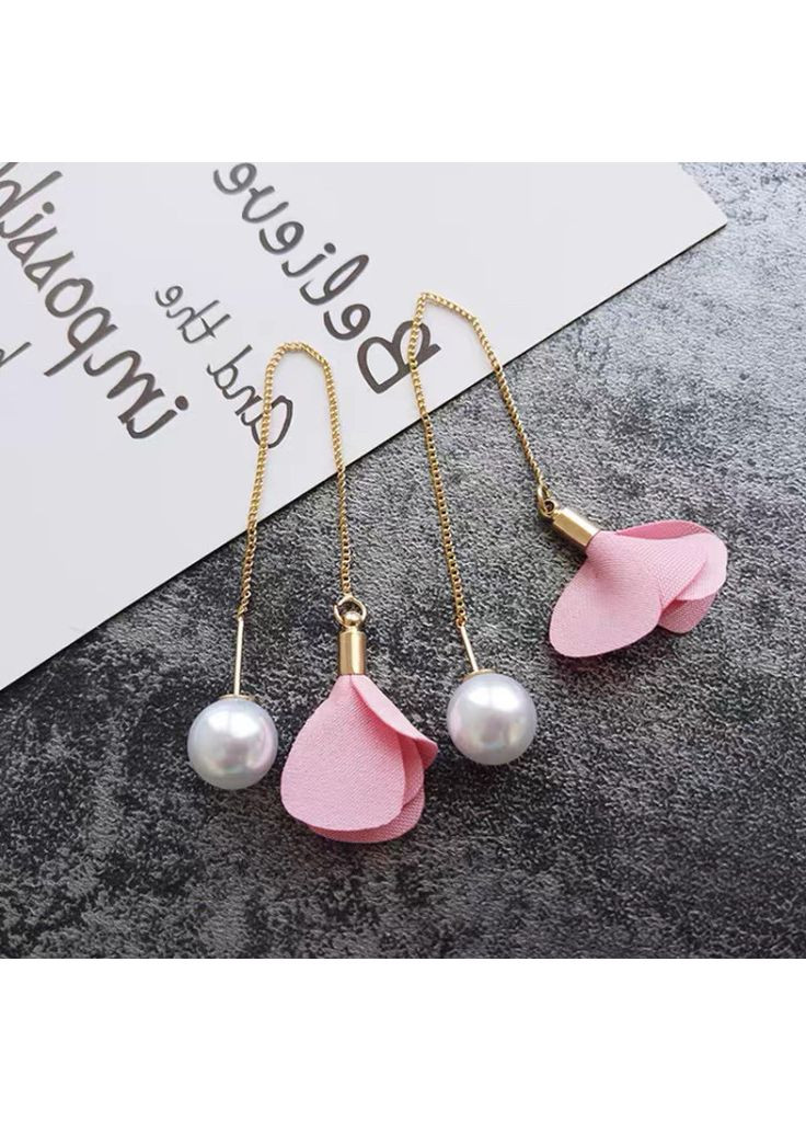 Сережки/сережки-протяжки довгі ніжні «Rose&long» (рожевий) China (366874954)