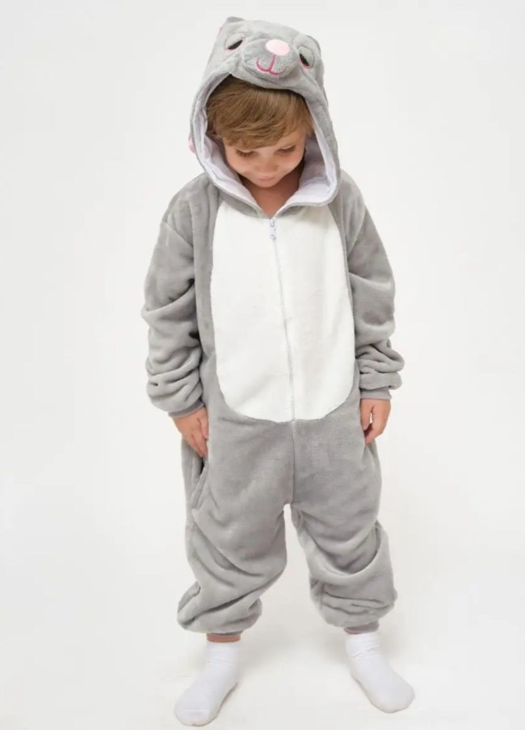 Кигуруми зайчик для детей на молнии с капюшоном и длинными ушами (1067) My Kigu (365437087)