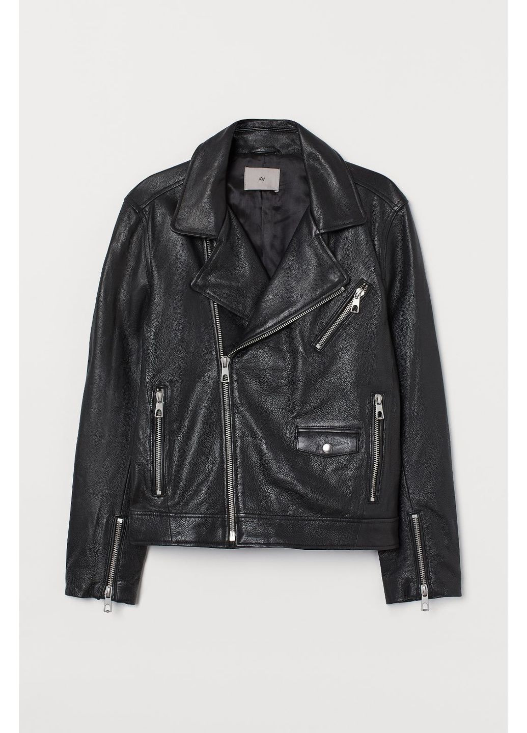 Черная демисезонная куртка кожаная H&M