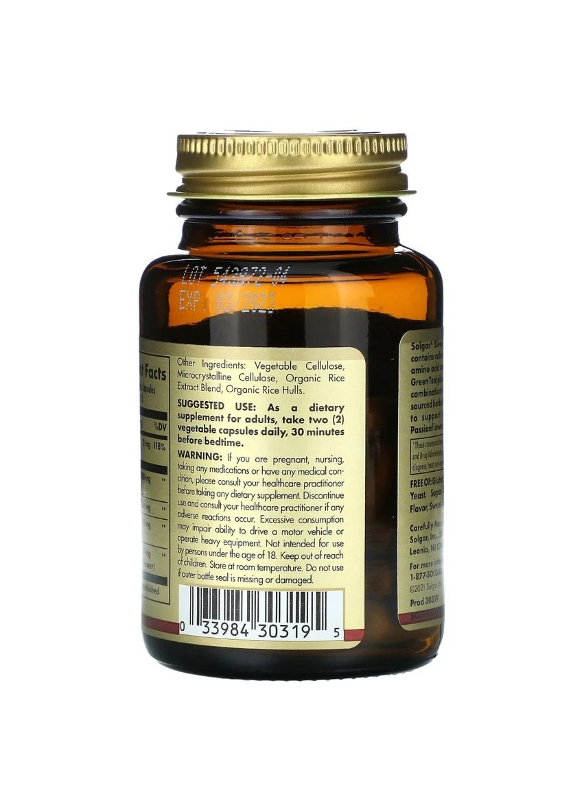 Підтримка сну та боротьби зі стресом, Sleep & Stress Support,, 30 вегетаріанських капсул Solgar (322741484)