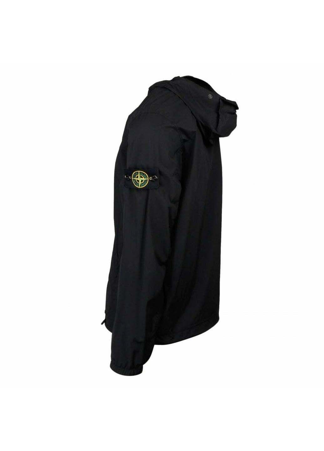 Чорна демісезонна куртка 43831 nylon-tc packable lightweight hood jacket Stone Island